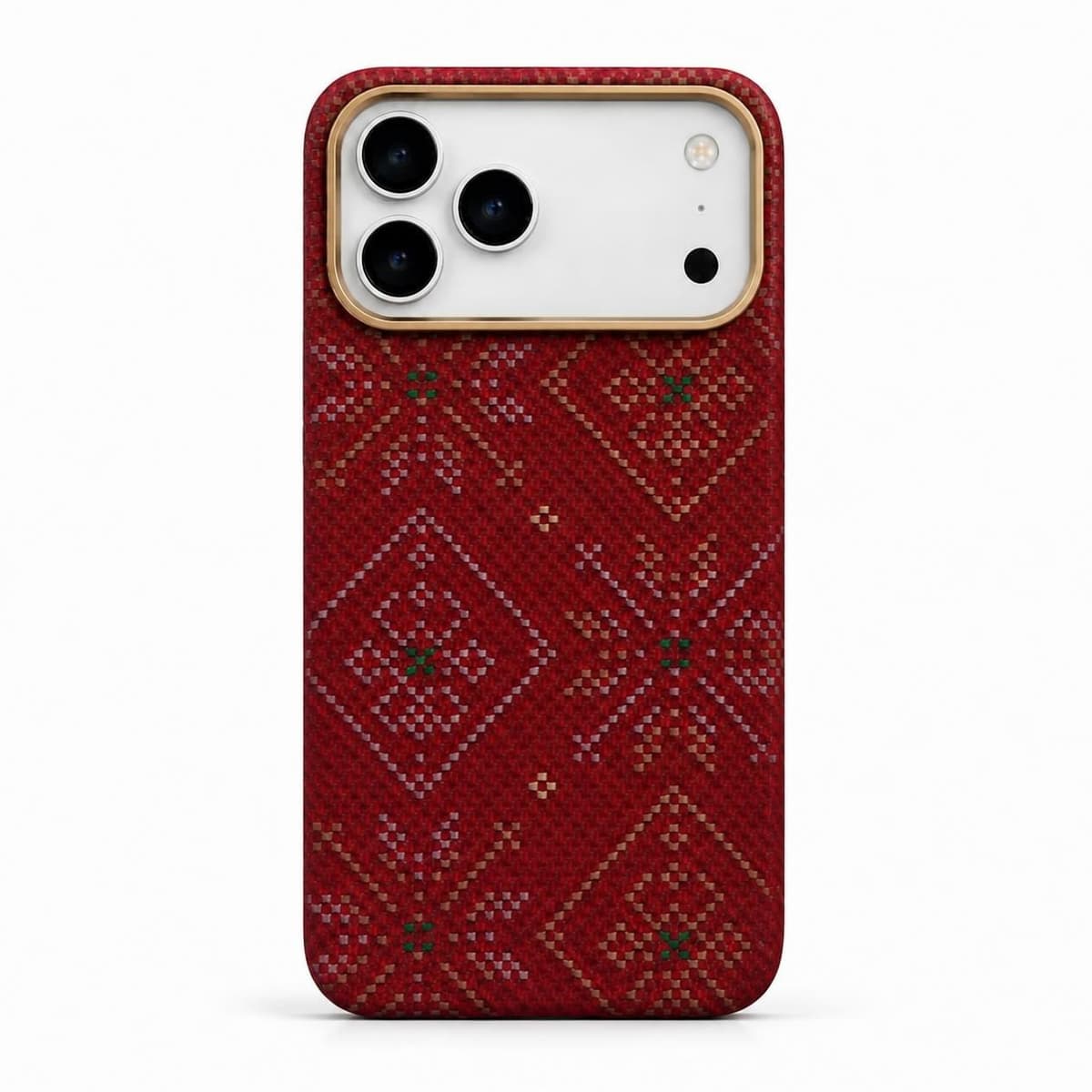 كفر كاربون فايبر لهاتف iPhone 18 Pro — نقشة هندسية حمراء