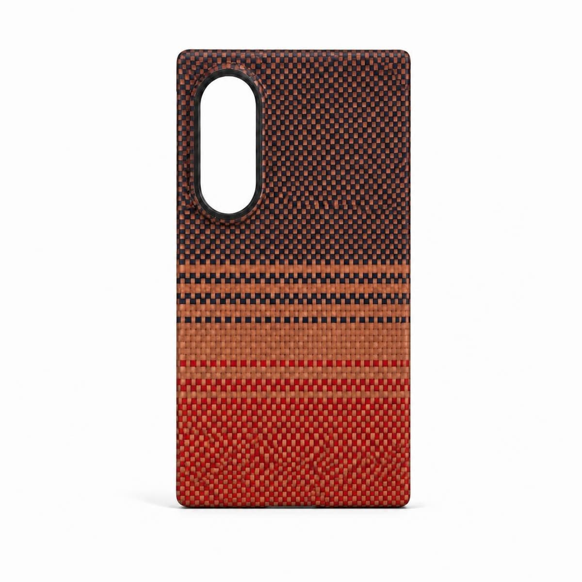 Galaxy Z Fold8 carbon fiber back cover, Red Sunrise navy, copper and red weave