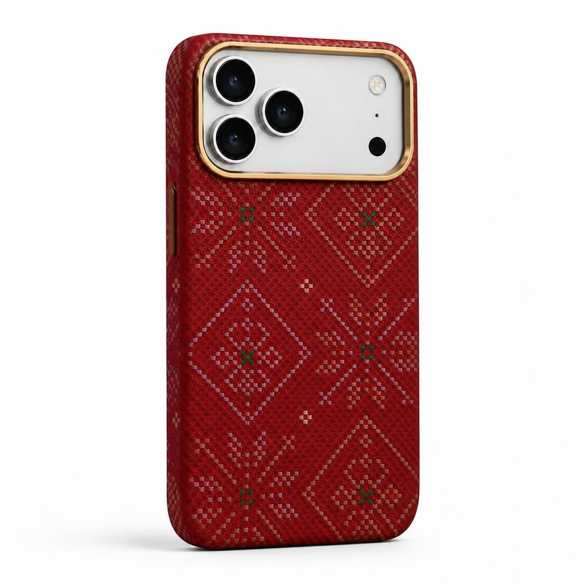 كفر كاربون فايبر لهاتف iPhone 18 Pro Max — نقشة هندسية حمراء