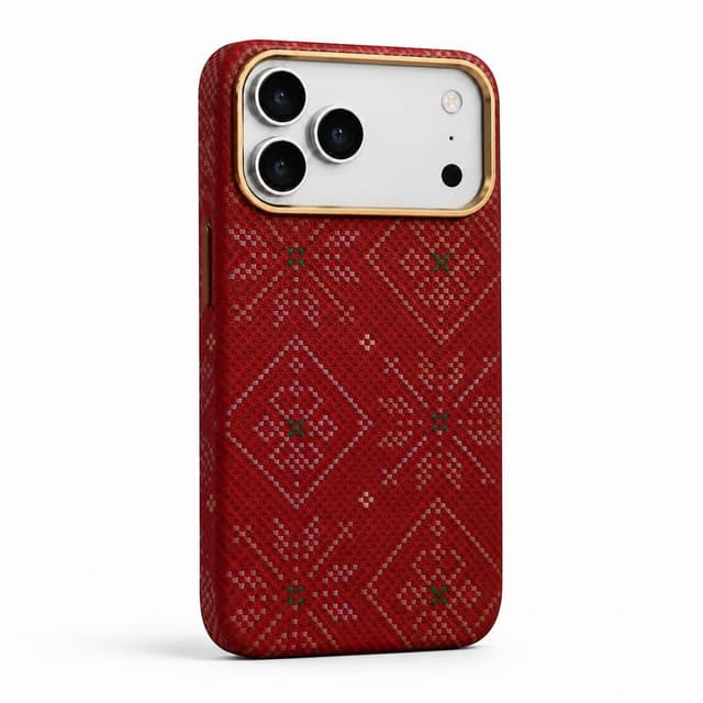 كفر كاربون فايبر لهاتف iPhone 18 Pro Max — نقشة هندسية حمراء