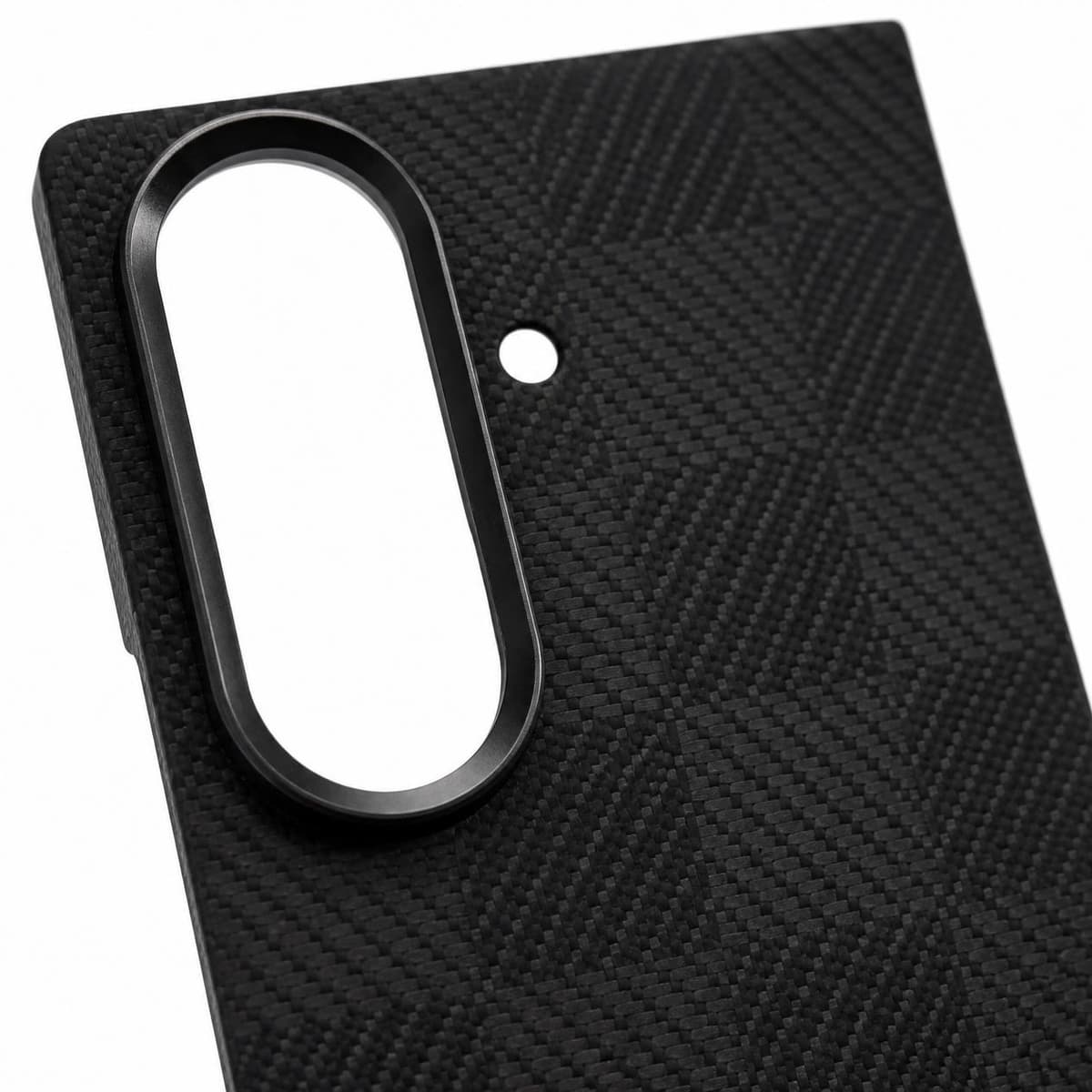 Case for Galaxy Z Fold7 — Black Checker — Camera cutout detail