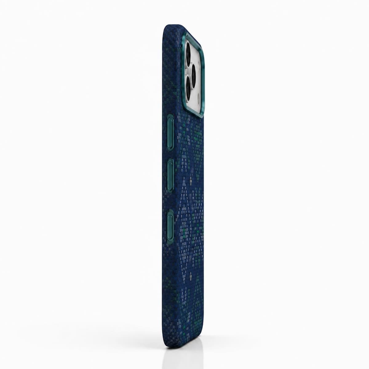 كفر كاربون فايبر لهاتف iPhone 18 Pro Max — نقشة هندسية زرقاء وخضراء