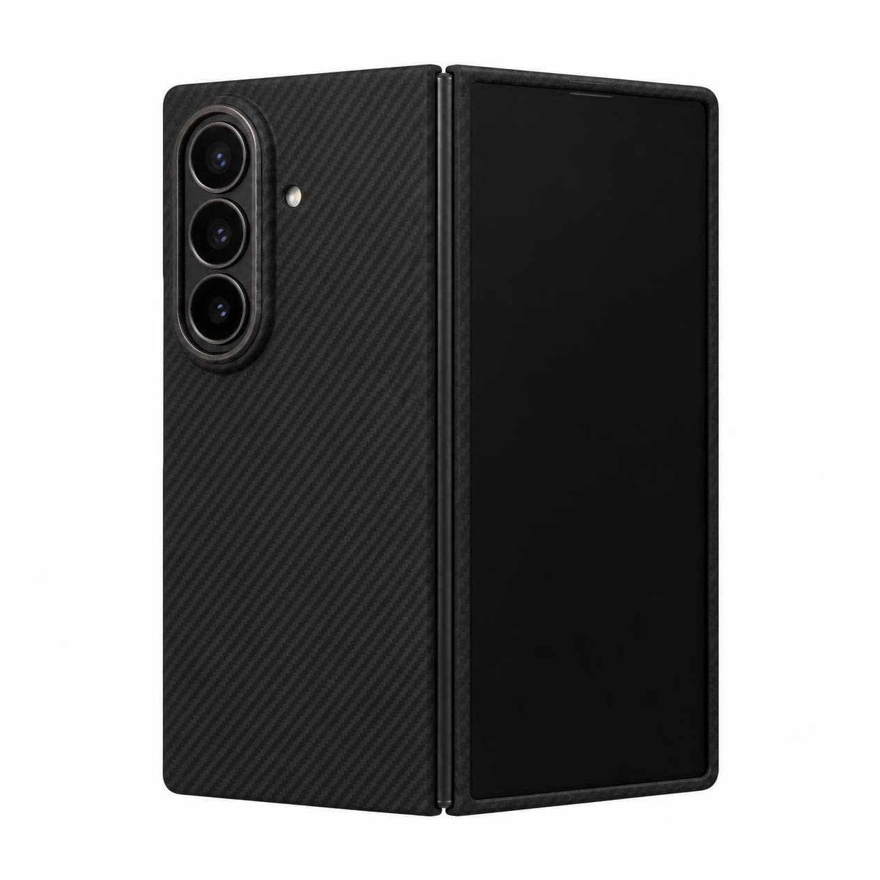 كفر Galaxy Z Fold8 Ultra الكاربون بنسيج أسود دقيق — على الجهاز