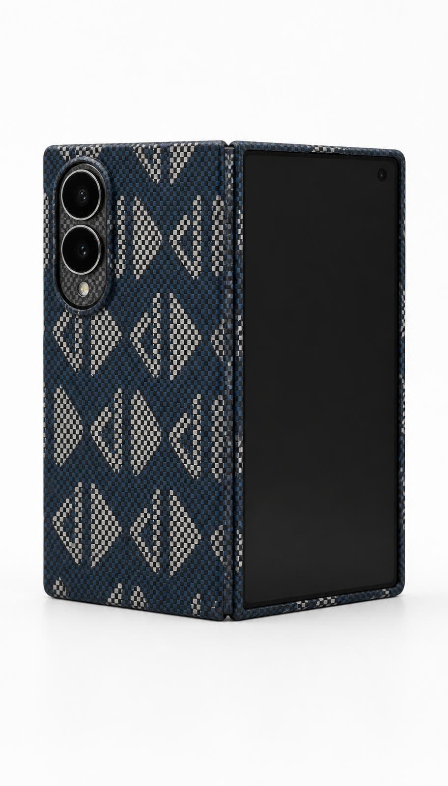 Case for Galaxy Z Fold8 — Blue Silver Geometric — Case on device