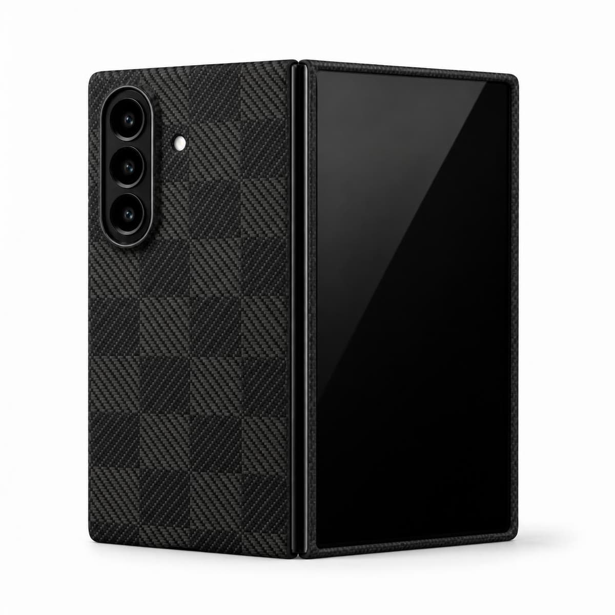 Case for Galaxy Z Fold7 — Black Checker — Case on device