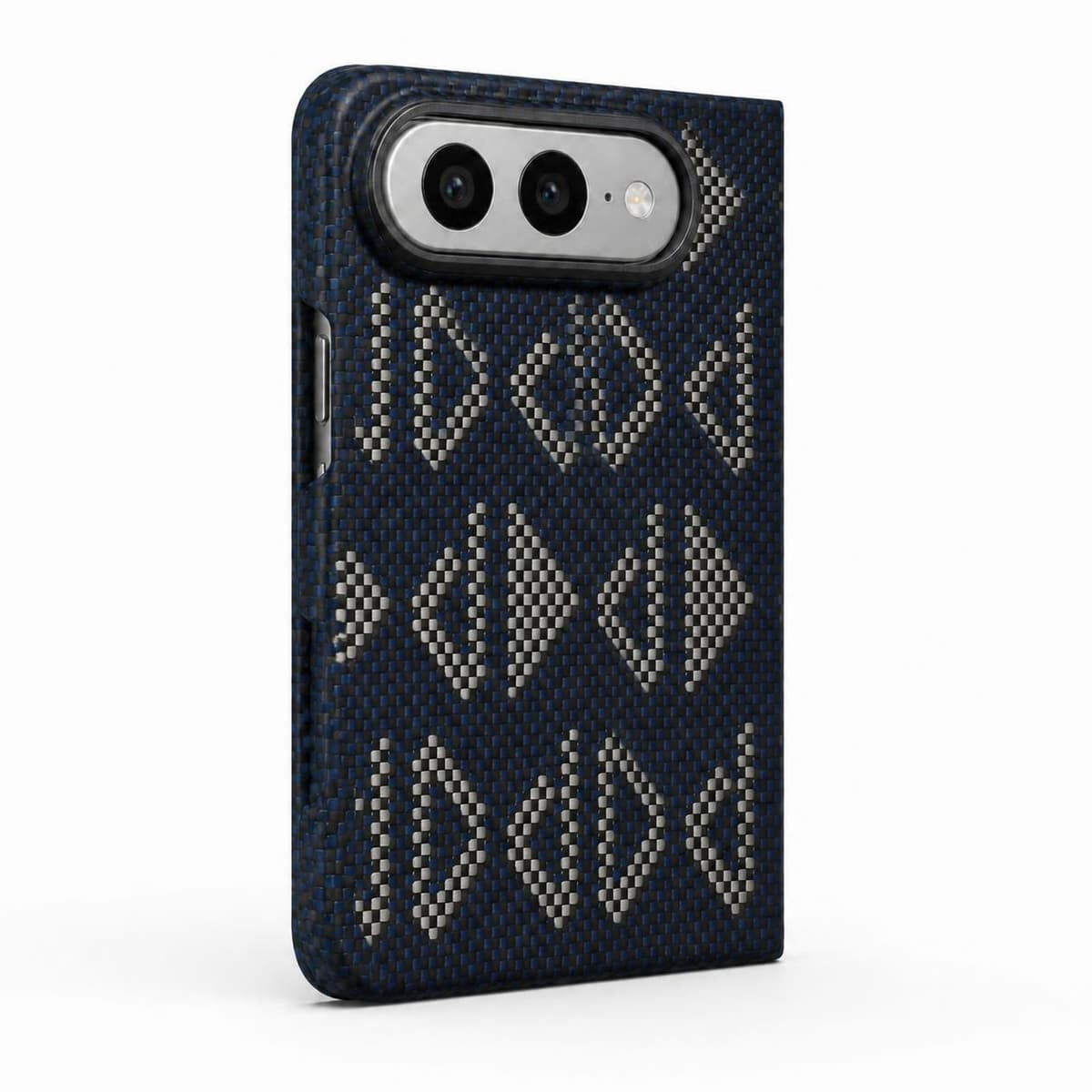 كفر لهاتف iPhone Duo — نقشة هندسية فضية — الغطاء الخلفي