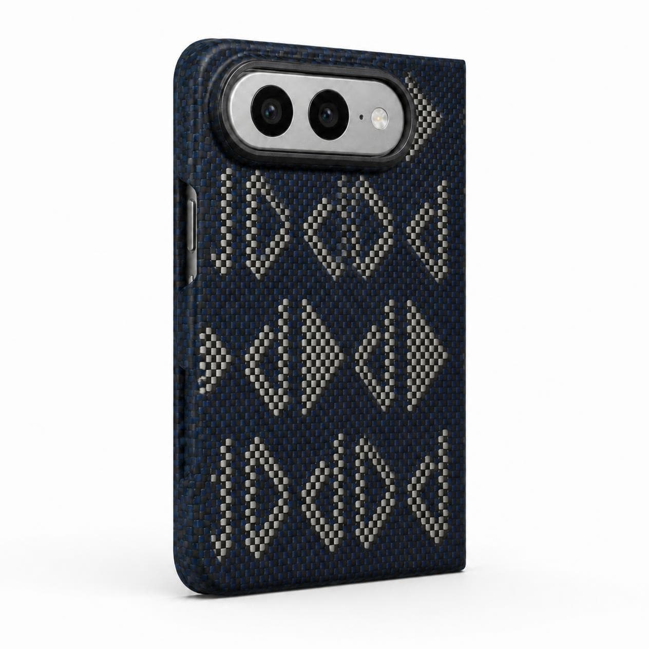 كفر لهاتف iPhone Duo — نقشة هندسية فضية — الغطاء الخلفي