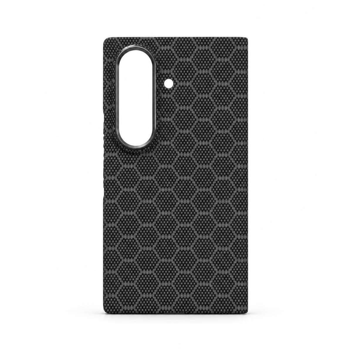 Galaxy Z Fold8 Ultra carbon fiber case, grey honeycomb pattern — back cover