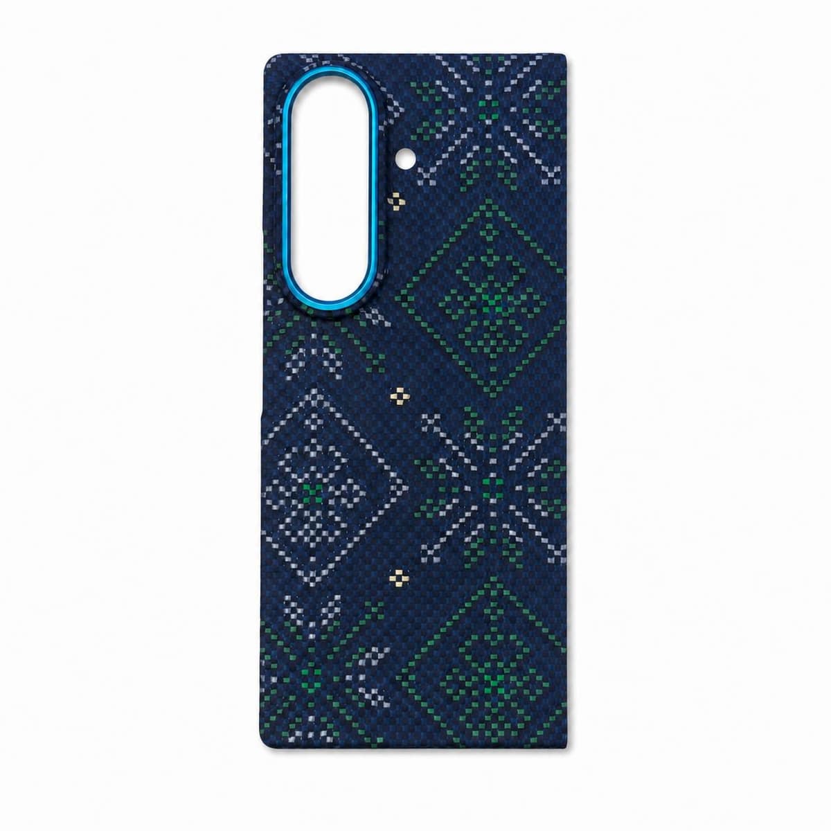 كفر كاربون فايبر Galaxy Z Fold8 Ultra نقشة هندسية زرقاء وخضراء — الغطاء الخلفي