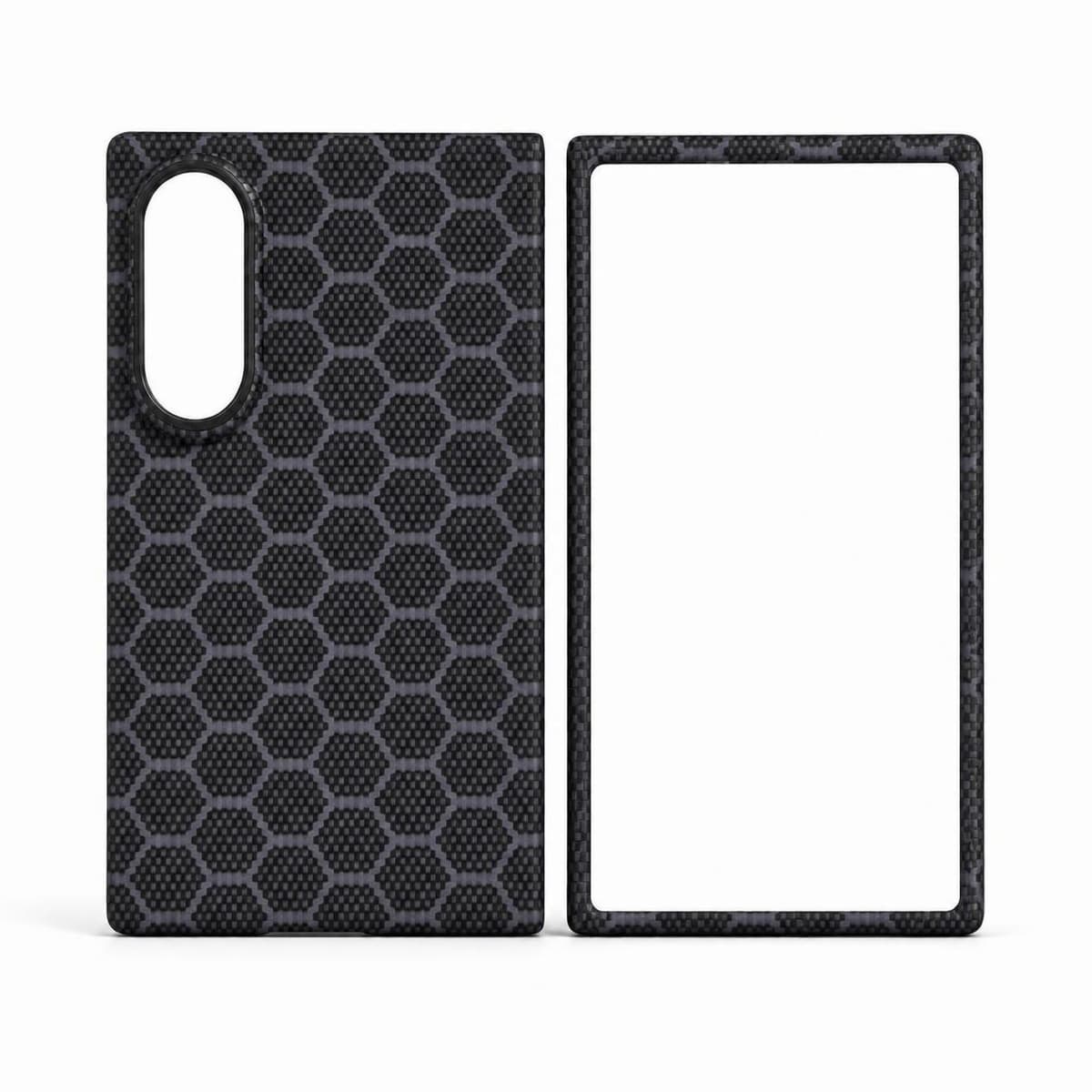 Gray blue honeycomb pattern case set for Galaxy Z Fold8: back cover and front frame