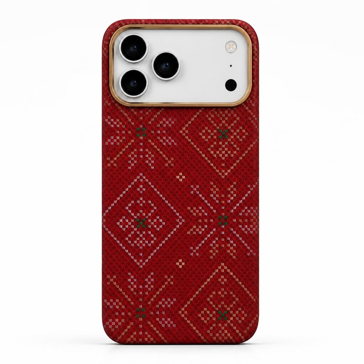 كفر كاربون فايبر لهاتف iPhone 18 Pro Max — نقشة هندسية حمراء