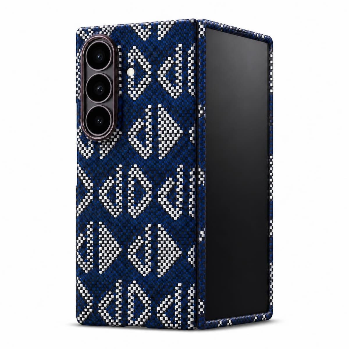 Carbon Fiber Case for Galaxy Z Fold8 Ultra — Silver Geometric