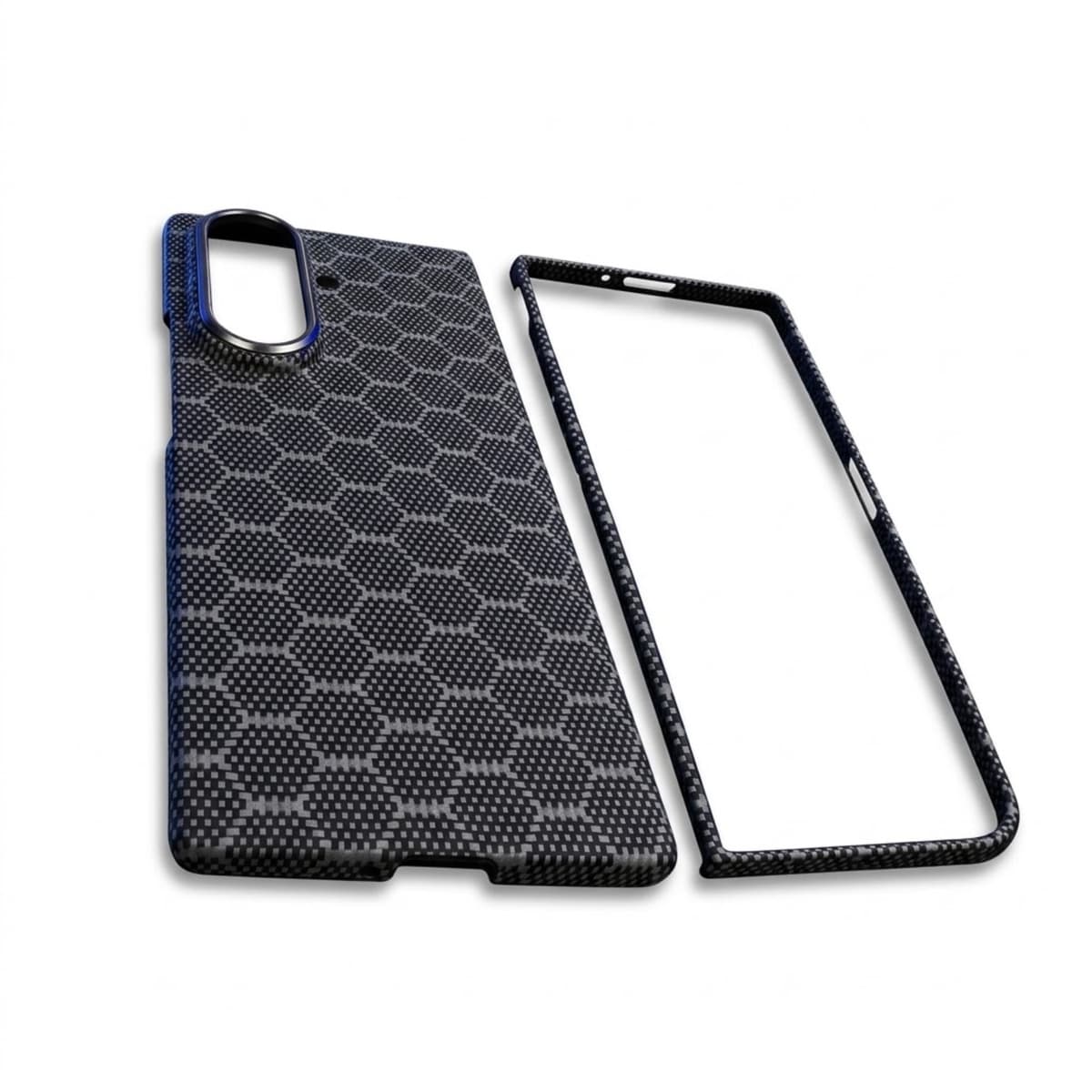 كفر كاربون فايبر لهاتف Galaxy Z Fold7 — نقشة خلية نحل رمادية