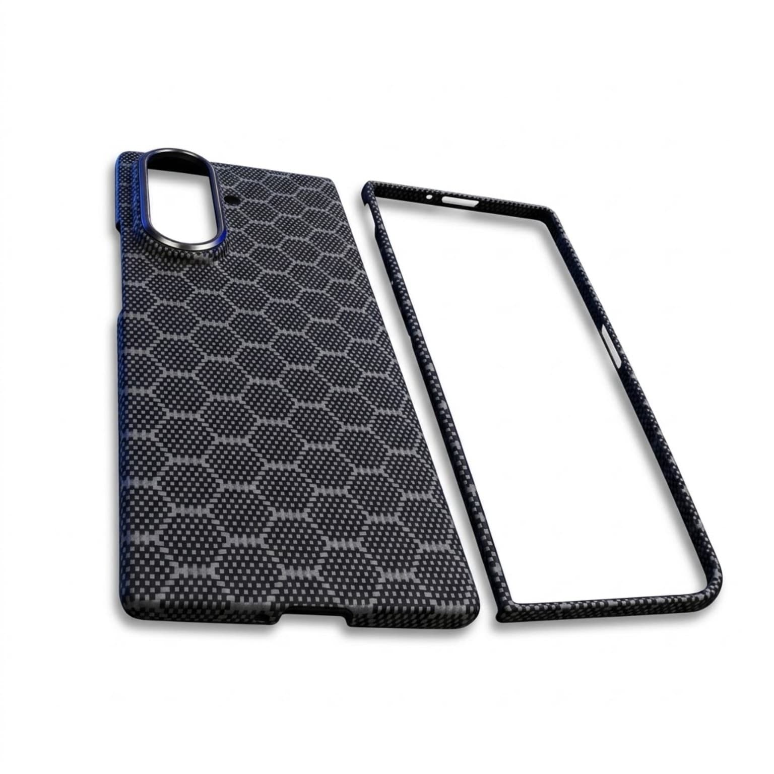 كفر كاربون فايبر لهاتف Galaxy Z Fold7 — نقشة خلية نحل رمادية