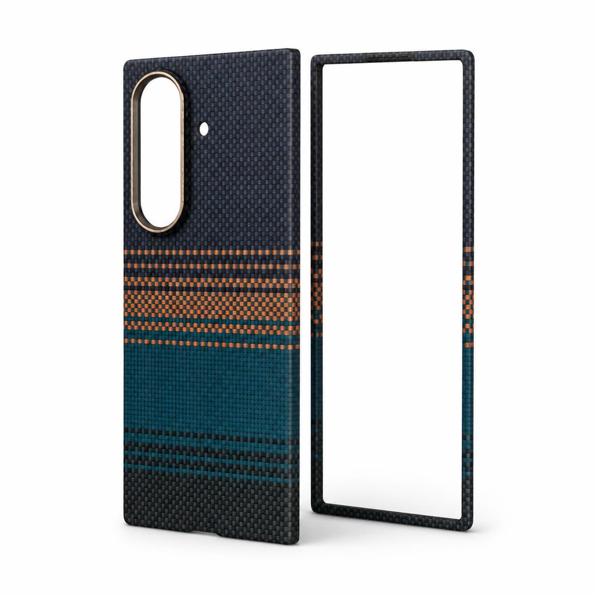 Case for Galaxy Z Fold7 — Spectrum Stripes — Side angle showing slim profile