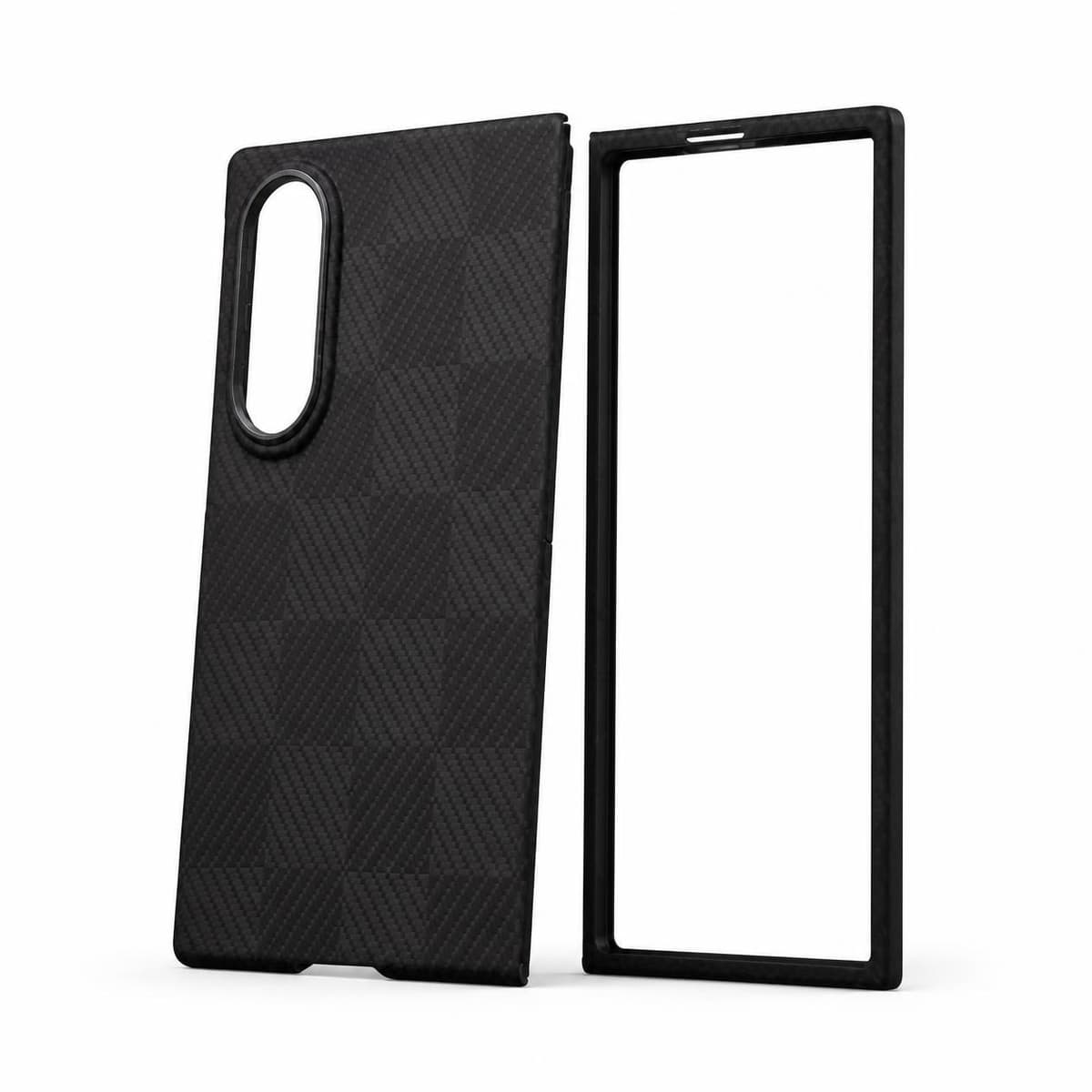 Case for Galaxy Z Fold8 — Black Checker — Side angle showing slim profile