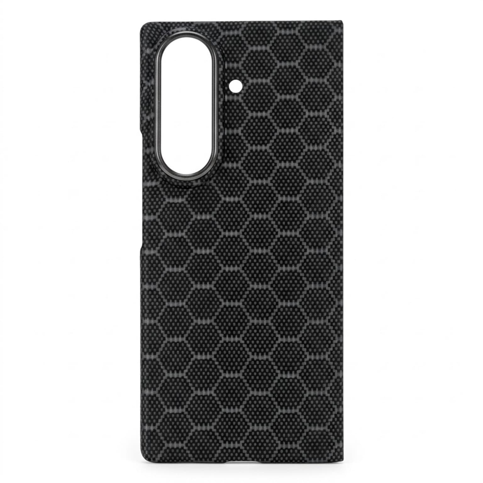 كفر كاربون فايبر لهاتف Galaxy Z Fold7 — نقشة خلية نحل رمادية
