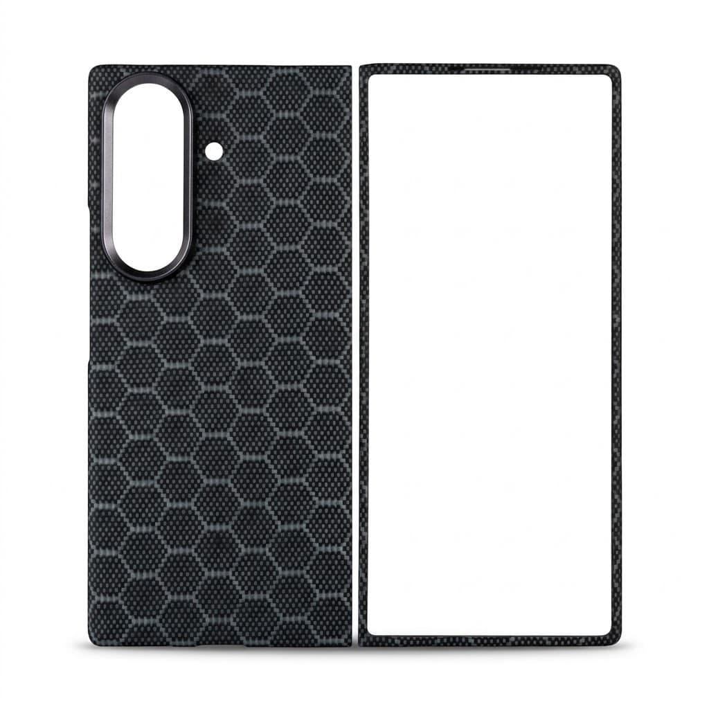 كفر كاربون فايبر رمادي بنقشة خلية نحل لهاتف Galaxy Z Fold7